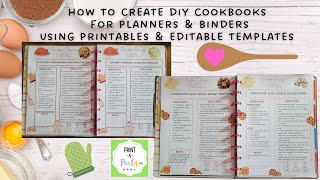 Create your own DIY Cookbook using printables and editable templates for planners and binders [upl. by Mazonson876]