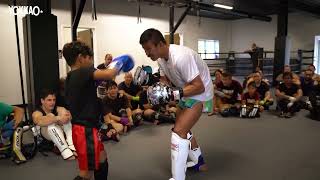 YOKKAO Muay Thai Seminar USA Tour 2022  Kid knocks out Superlek 🤣 [upl. by Aikar592]