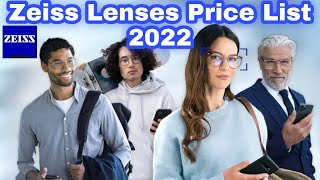 Zeiss Lenses Price List 2022  Zeiss Smartlife Lenses price Clearview LensBlueguard Lens [upl. by Midian]