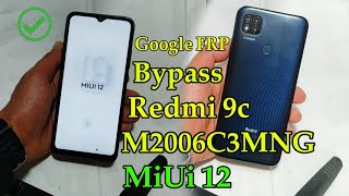 Redmi 9c MiUi 12 Google FRP Bypass Android without Pc Redmi M2006C3MNG [upl. by Dett]