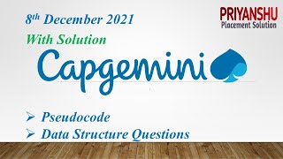 Capgemini 8th Dec 2021 Round 1 Solution  Capgemini Pseudocode  Capgemini Data structure Questions [upl. by Eimia894]