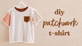 DIY Patchwork TShirt Self Drafted Method  Sewing Projects for Scrap Fabric [upl. by Elyag]