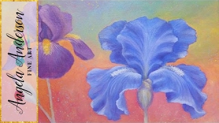 Iris Flower Acrylic Painting Instruction  How to Paint Irises  Angelooney Floral [upl. by Nnyliram]