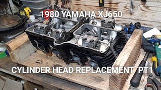 1980 Yamaha XJ650 Cylinder Head Replacement Part 1 [upl. by Galatia]