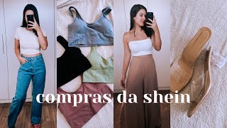 Comprinhas SHEIN  calça jeans blusinhas tops de academia calça bege chique e mais [upl. by Charlean]