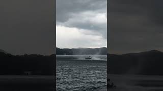 Driving a pontoon through a waterspout [upl. by Neelon]