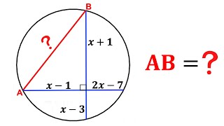 Calculate the length AB  Intersecting chords in a circle  Important Geometry skills explained [upl. by Lorrimor17]