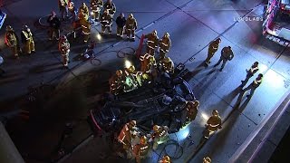 110 Fwy Overpass Accident GRAPHIC  Los Angeles RAW FOOTAGE [upl. by Nodgnal801]