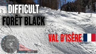 4K Skiing Val dIsère Difficult Forêt Black from Col and Pyramides to Le Fornet GoPro HERO11 [upl. by Otnas]