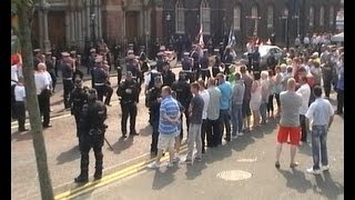 Orange Bands Play The Sash passing St Patricks Church in Belfast [upl. by Aillimac]