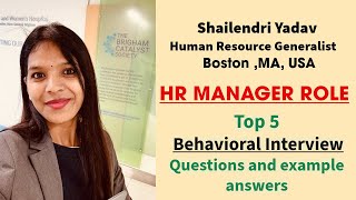 Top 5 BEHAVIORAL interview questions and answers for HR MANAGER role [upl. by Dnomed58]