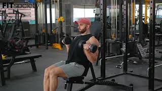 Seated Incline Dumbbell Curls with voice explanation  Bicep Fitness Exercise [upl. by Jamel620]