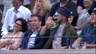 Jimmy Fallon Justin Timberlake steal show at US Open [upl. by Gustie948]