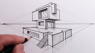 How to Draw a Building in 2Point Perspective Step by Steps [upl. by Anirat]