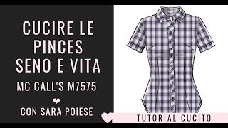 Le pinces seno e vita della camicia  tutorial di cucito in sartoria con Sara Poiese [upl. by Otxis]