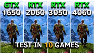 GTX 1650 vs RTX 2060 vs RTX 3050 vs RTX 4060  Test In 10 Games at 1080p [upl. by Cirtap676]