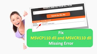 How to Fix MSVCP110 dll and MSVCR110 dll Missing Error for 32 and 64 bit machines [upl. by Garrot]