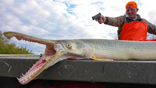 It Took 3 Shots to get this Fish in the boat Catch Clean Cook Alligator Gar Taste Test [upl. by Wylde]