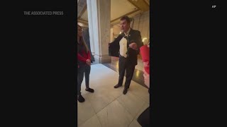 Video shows Indiana lawmaker showing holstered gun to students who were advocating for gun control [upl. by Peppie]