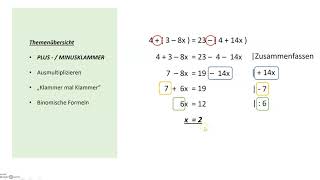 Gleichungen mit Klammern  ab Klasse 8 [upl. by Theodosia]