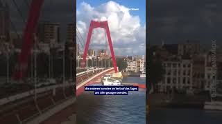 In Rotterdam kollidiert 🚢 containerschiff brücke rotterdamm container unfall news bluenews [upl. by Ailenroc]