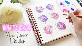 EASY FLOWER DOODLES  Step by step floral drawings with watercolour for beginners [upl. by Portie]