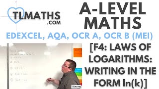 ALevel Maths F410 Laws of Logarithms Writing in the form lnk [upl. by Aleka]