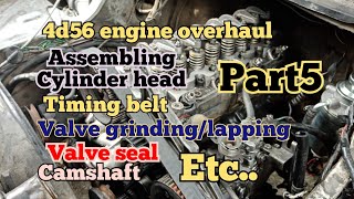 4d56 engine overhaul part5installing the cylinder head camshaft rocker arm valve seal [upl. by Eseilanna376]