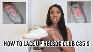 Club C85 Vintage Reebok Shoes  3 Ways To Lace Club C85s  How to BAR LACE C85s [upl. by Luapleahcim]