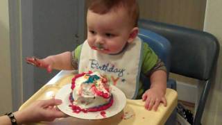 Baby Ben Eating Cake on his 1st Birthday [upl. by Namreg]