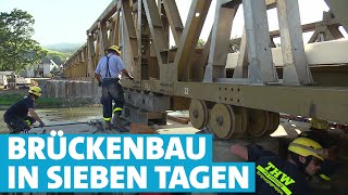 Wie das THW beim Wiederaufbau an der Ahr tatkräftig hilft und eine Brücke baut [upl. by Biebel821]