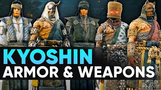 Kyoshin All Armor And Weapons Showcase  For Honor New Samurai Hero Customisation and Gear  Y5S2 [upl. by Llehcal]