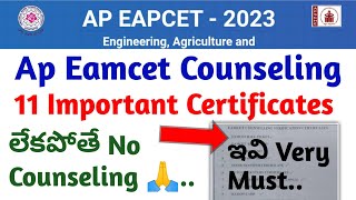 ap eamcet important certificates for counseling 2023ap eamcet required documentsKEH [upl. by Breh]