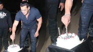 Salman Khan Cutting Birthday Cake With Media At Panvel Farmhouse [upl. by Asli]