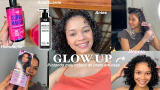 GLOW UP NO MEU CABELO CACHEADO pintando meu cabelo de preto acidificação hidratação e mais✨ [upl. by Yearwood]