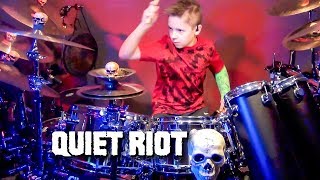 Bang Your Head  Quiet Riot Drum Cover age 9 [upl. by Landa]