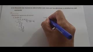 25 DIVISIÓN DE NÚMEROS DECIMALES CON CERO EN LAS DÉCIMAS O CENTÉSIMAS DEL COCIENTE RECUERDA [upl. by Kulseth]