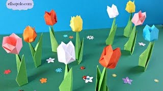 DIY Cómo Hacer Tulipanes de Papel Pequeños Tulipanes de Papel [upl. by Sebastiano238]