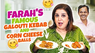 Farah Khans Tasty Starters Recipe  Galouti Kebab amp Corn Cheese Balls  FarahKhanK [upl. by Anirres]