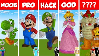 Minecraft SUPER MARIO STATUE HOUSE BUILD CHALLENGE  NOOB vs PRO vs HACKER vs GOD [upl. by Nalyorf32]