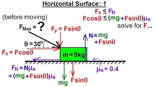 Physics 47 Friction amp Forces at Angles 1 of 8 Horizontal Surface 1 [upl. by Akanke]