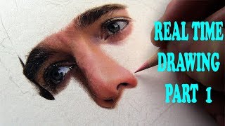 REAL TIME DRAWING of Skin Tones amp Nose in COLORED PENCILS  Part 1 [upl. by Dlonyar]