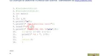 Programmazione C  05 Stampa la tabellina richiesta dallutente [upl. by Ellenet214]