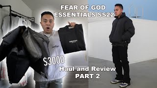 Fear of God Essentials SS22 HAUL  SIZING  TRY ON PART 2 [upl. by Nooj94]