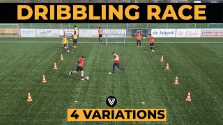 Fun Dribbling Race  4 Variations  Soccer Drills  Football Exercises [upl. by Bove684]