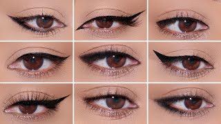 How To 9 Different Eyeliner Styles on HOODED EYES  Easy Beginner Friendly Tutorial [upl. by Cutler523]