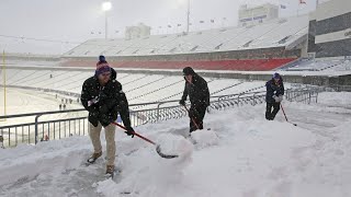 Snow shovelers needed at Highmark Stadium ahead of Buffalo BillsPittsburgh Steelers Wild Card game [upl. by Ailsun459]