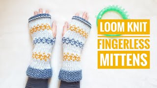 How to Loom Knit Easy Mosaic Fingerless Mitts DIY Tutorial [upl. by Bussy]