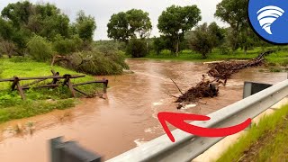 FLASH FLOOD hits BORDER WALL outside of Nogales Arizona amp Mexico [upl. by Yrnehnhoj]