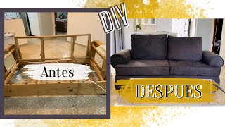 Como tapizar sillón grande y viejo  como tapizar un sofa paso a paso en casa sin experiencia 🙄 [upl. by Shanie]